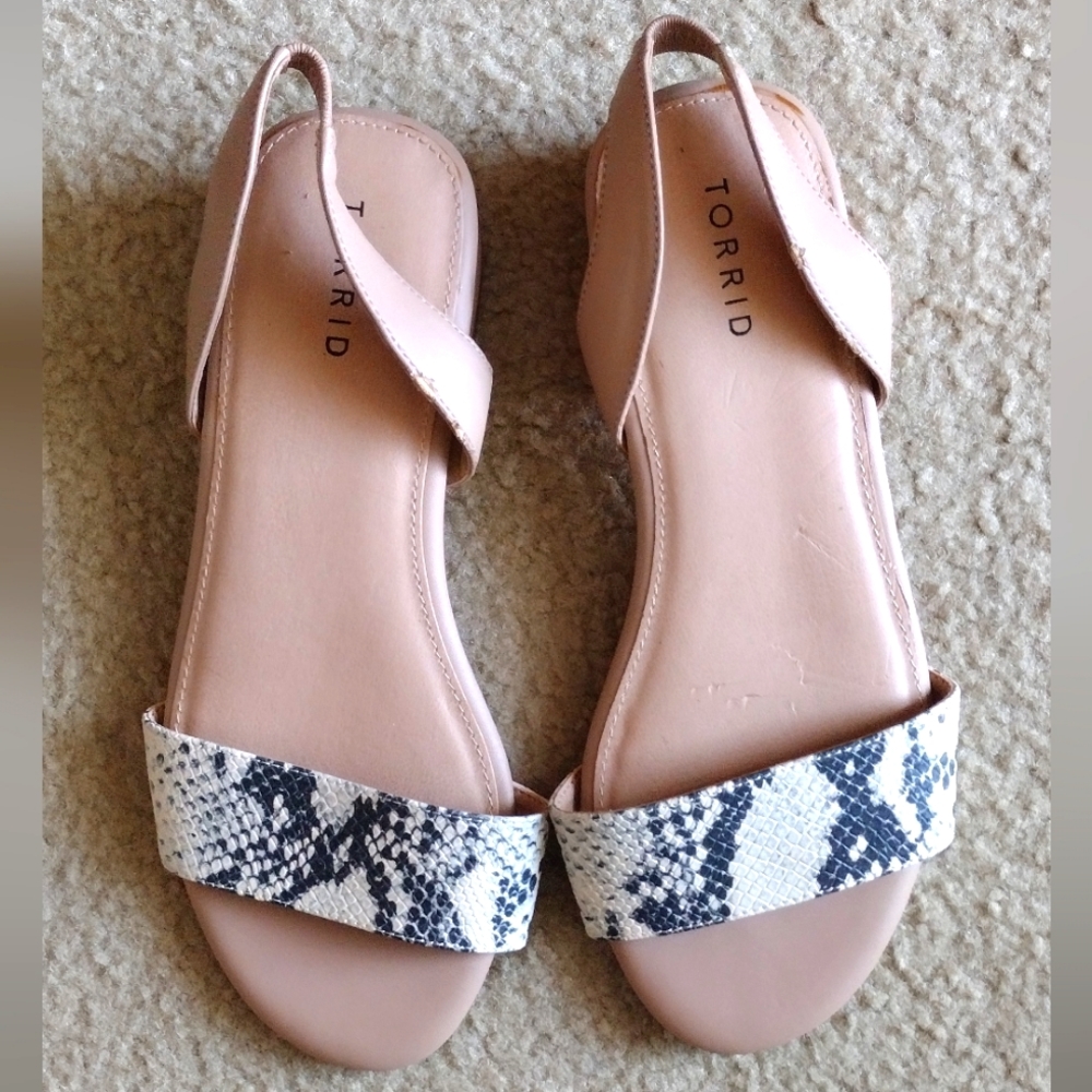 Torrid Snake Print Sling Back Sandals